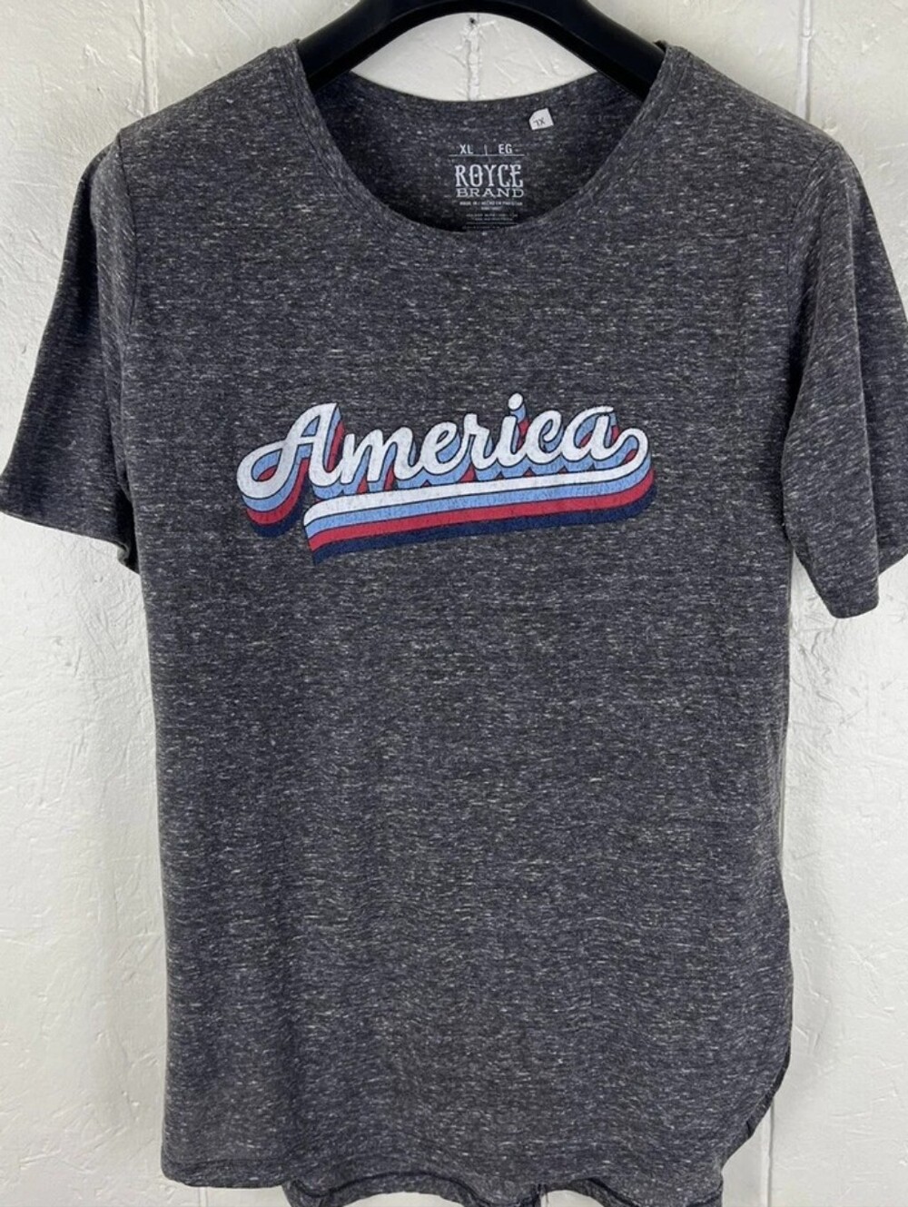 Royce Shirt Womens Gray Graphic Round Neck Short Sleeve Pullover Americana S